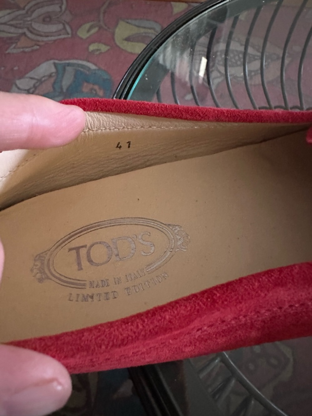 Tod's Red Suede Penny Loafers - Women's Flats - Picture 3 of 8
